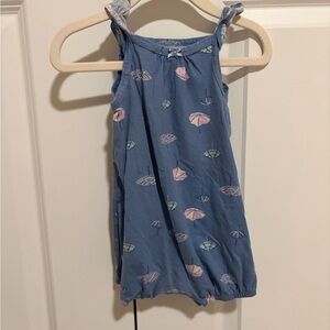 Carter's Blue Romper with Colorful Umbrella Print